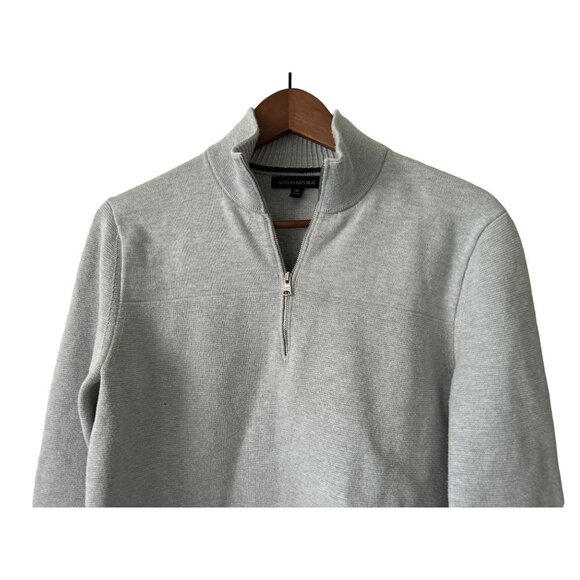 Banana Republic Med 1/4 Zip Knitted Cotton Pullover Light Gray - Picture 2 of 10